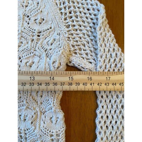 Vintage-Style Knit Sweater By IS 2 X Small 100% Cotton Beige Long-Sleeve Boho Ch - Picture 8 of 8